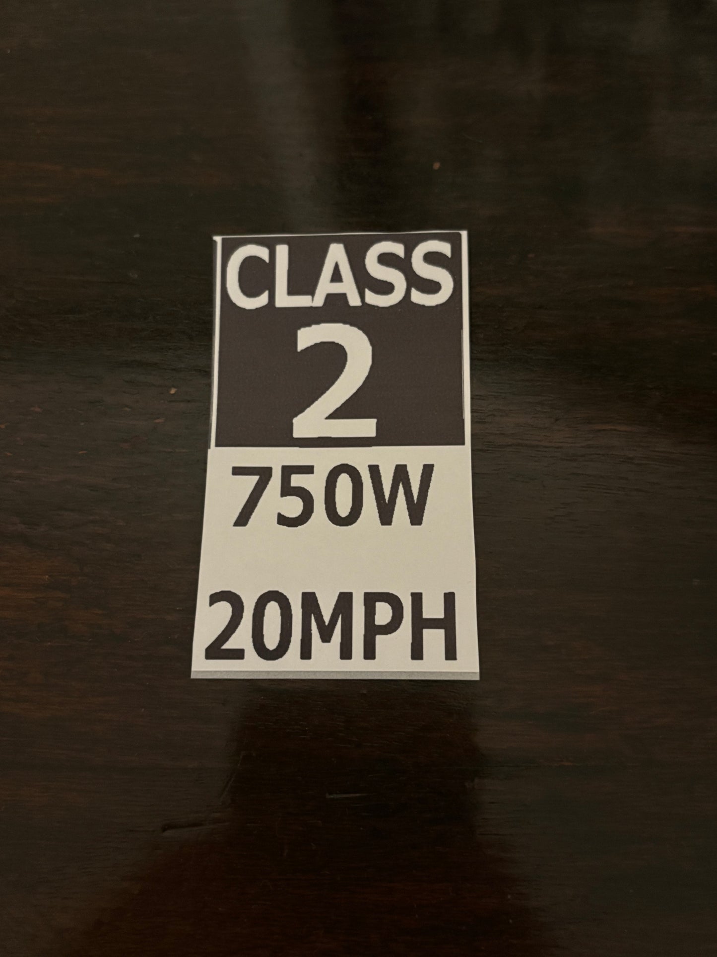 Class 2 E-bike Sticker